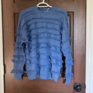 blue textured sweater